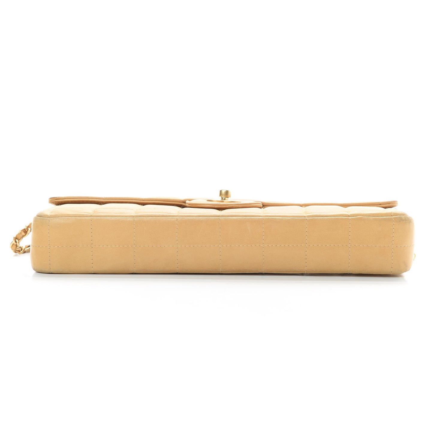 Lambskin East West Chocolate Bar Flap Beige