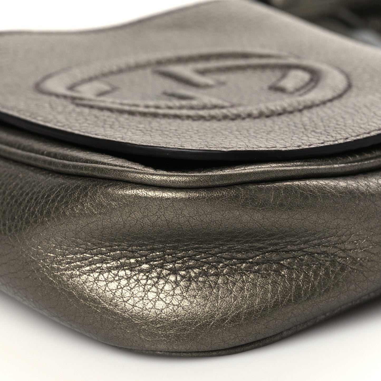 Metallic Pebbled Calfskin Small Soho Flap Crossbody Sasso