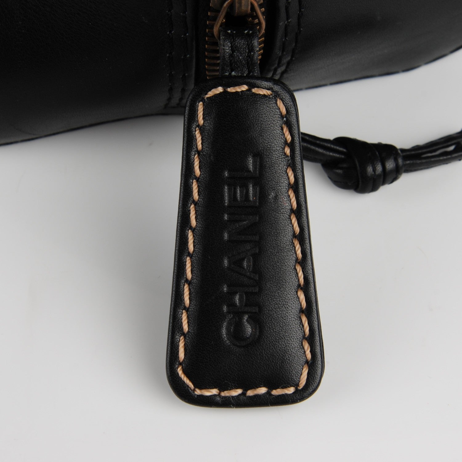Chanel Leather Contrast Stitch Surpique Bowler Black 6 of 9