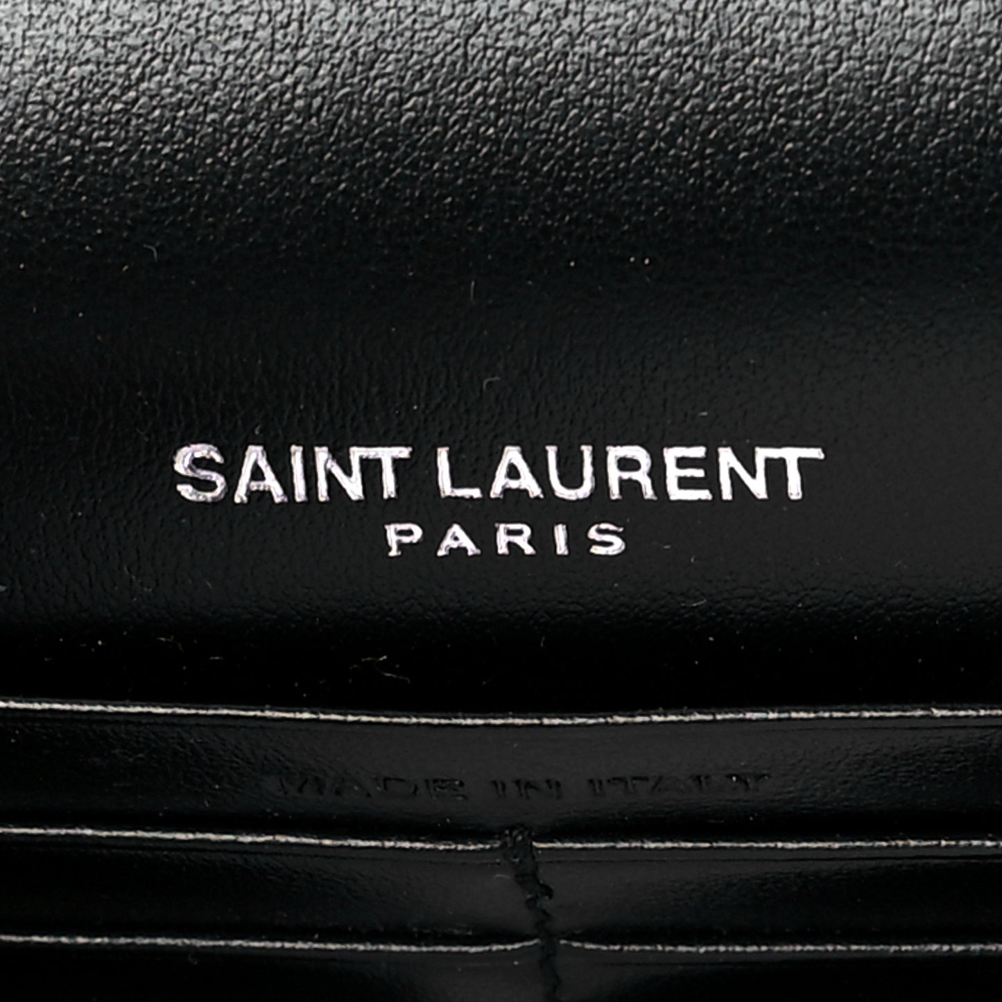 Calfskin Star Print Monogram Kate Tassel Chain Wallet Black Silver