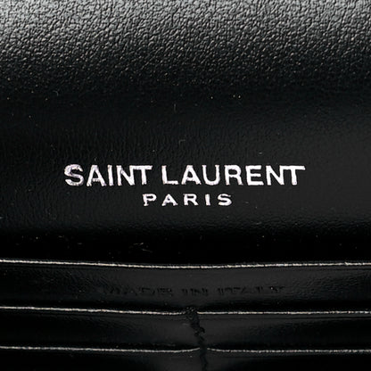 Saint Laurent Calfskin Star Print Monogram Kate Tassel Chain Wallet Black Silver 6 of 11