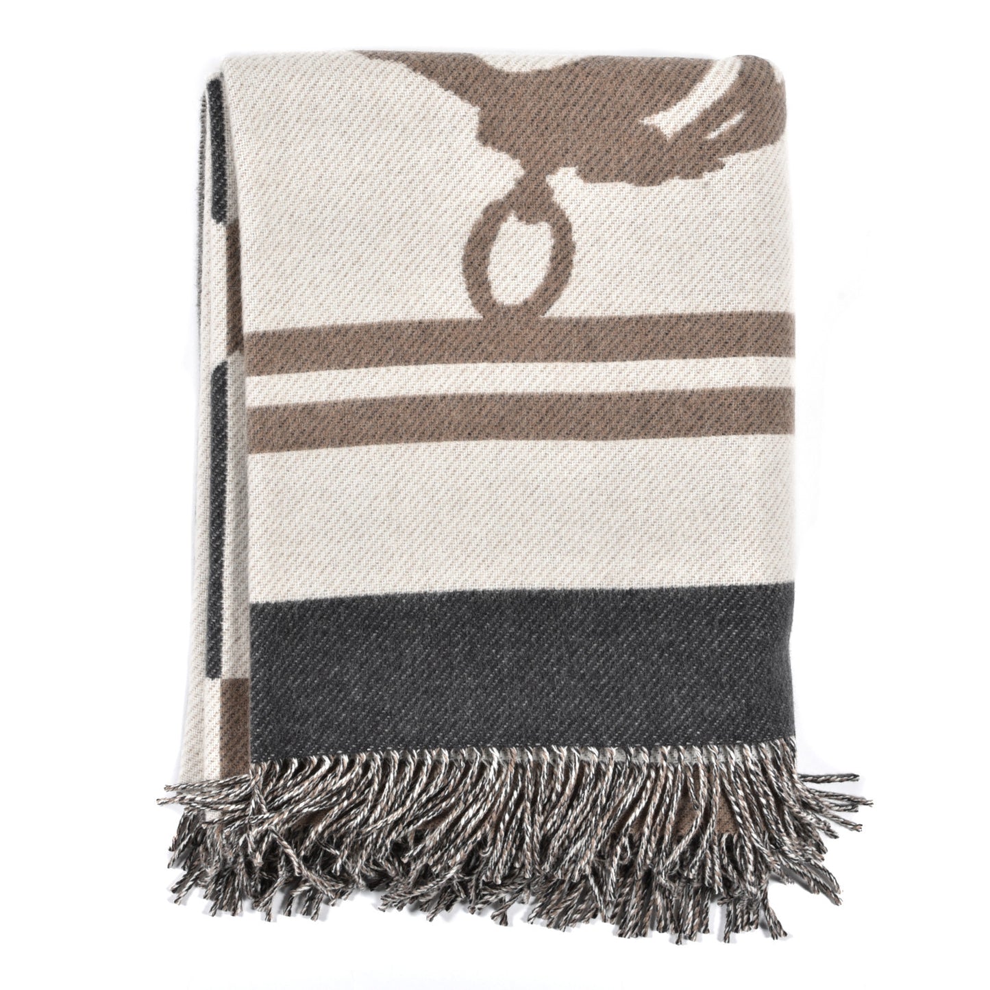 Cashmere Wool Brides De Gala Plaid Blanket Gris Perle