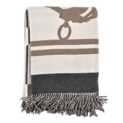 Hermes Cashmere Wool Brides De Gala Plaid Blanket Gris Perle 1 of 4