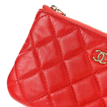 Chanel Lambskin Quilted Small Cosmetic Case Red 9 of 10