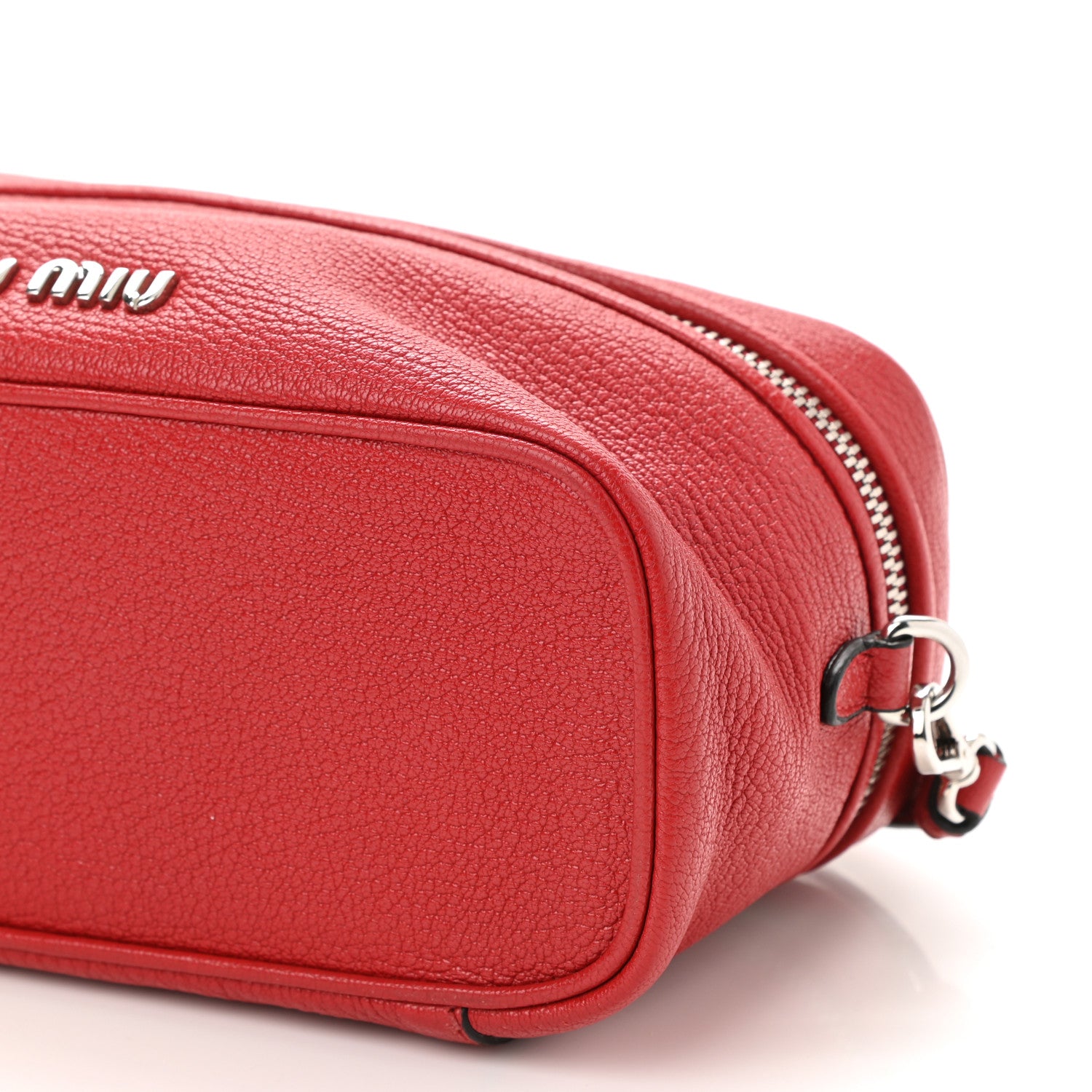 Miu Miu Goatskin Madras Mini Top Handle Vanity Case Fuoco 8 of 8