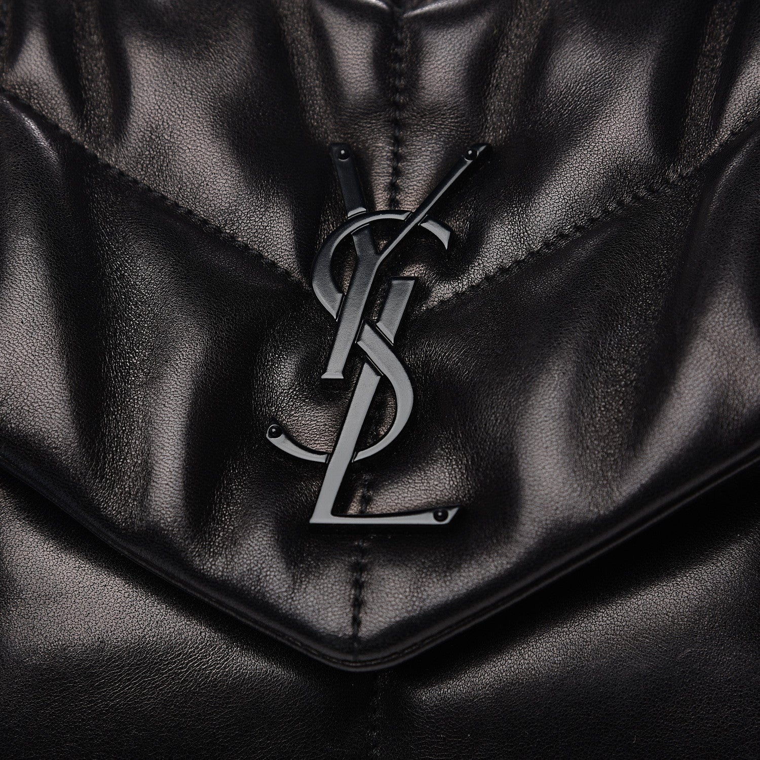 Saint Laurent Lambskin Quilted Small Loulou Puffer Monogram Chain Satchel Black 11 of 11