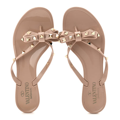 Valentino Garavani PVC Jelly Rockstud Bow Thong Sandals 38 Poudre 5 of 8