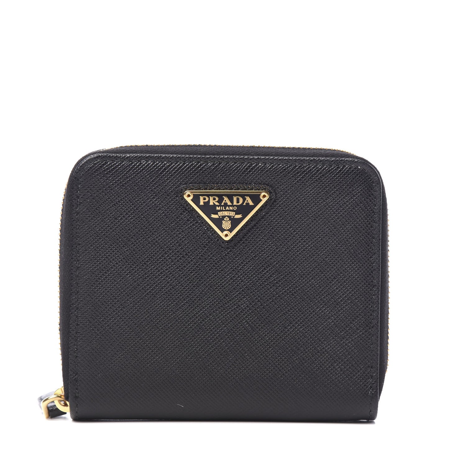 Saffiano Compact Zip Around Wallet Black