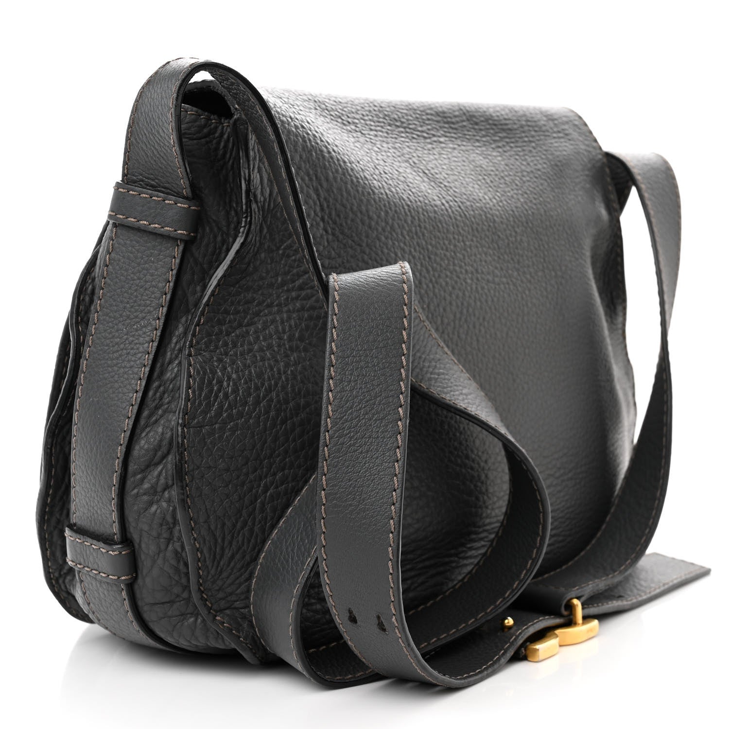 Chloe Grained Calfskin Medium Marcie Saddle Bag Ash 3 of 14