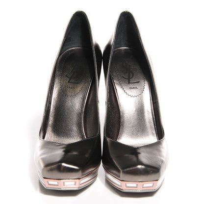 Saint Laurent Metallic Calfskin Mirror Heel Pumps 37 Anthracite 8 of 12