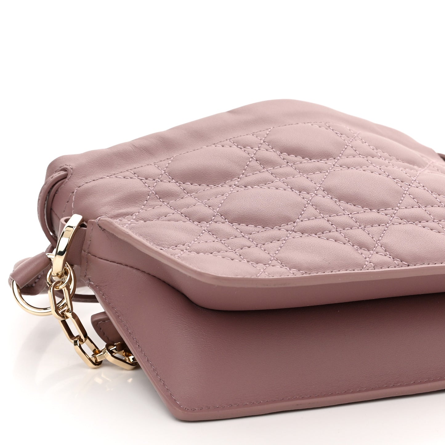 Lambskin Cannage Top Handle Drawstring Mini Bag Pink Peony