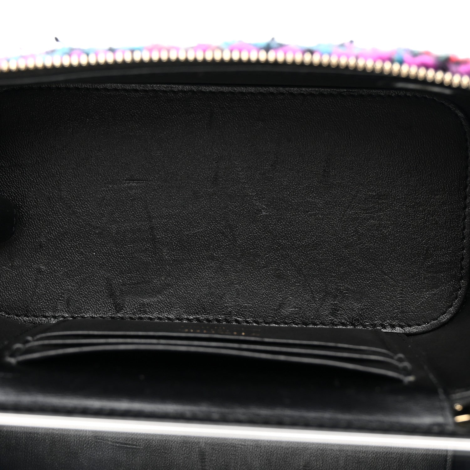 Chanel Tweed Quilted Small Vanity Case With Chain Black Purple Green Red 6 of 12