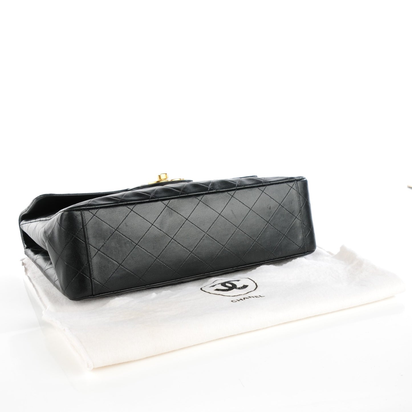 Lambskin Quilted XL Jumbo Single Flap Black