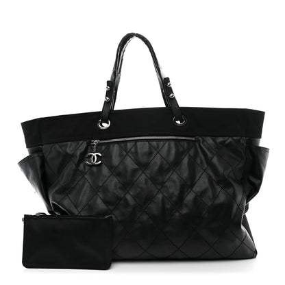 Chanel Coated Canvas Stitched XL Paris Biarritz Tote Black 3 of 14