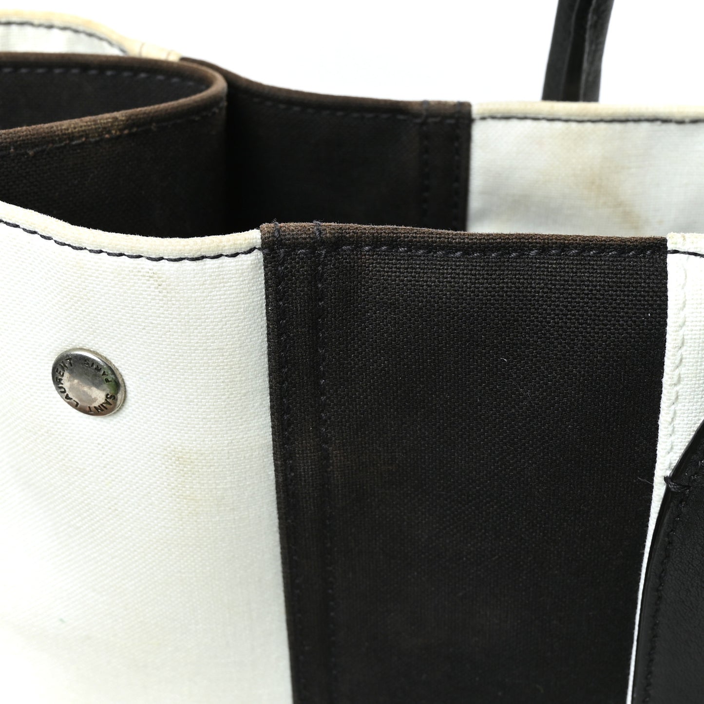 Canvas Noe Striped Tote Black White