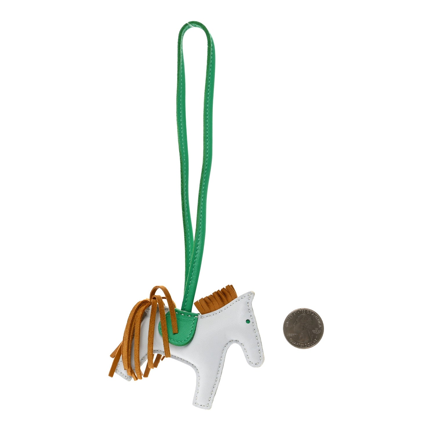 Hermes Milo Lambskin Grigri Rodeo Horse Bag Charm PM Bleu Brume Sesame Menthe 2 of 4