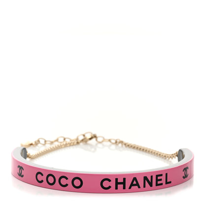 Chanel Resin Logo Choker Pink Black 1 of 6
