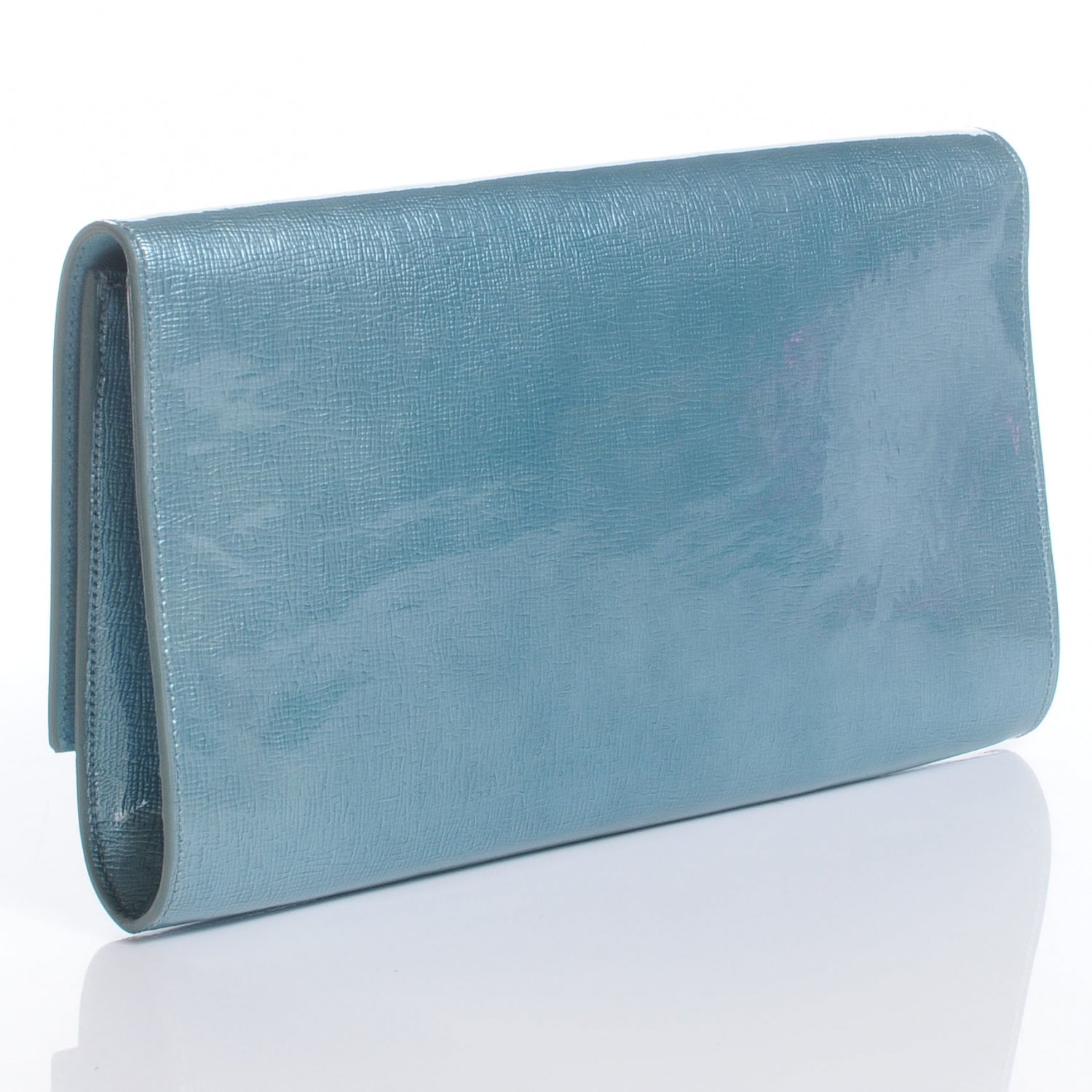 Saint Laurent Patent Belle de Jour Clutch Light Blue 3 of 7