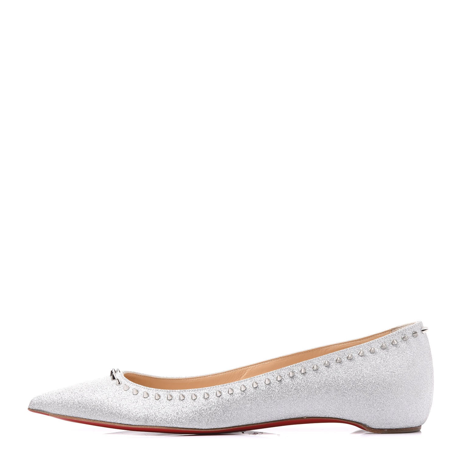 Christian Louboutin Mini Glitter Anjalina Flats 39.5 Silver 1 of 8