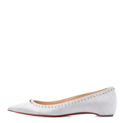 Christian Louboutin Mini Glitter Anjalina Flats 39.5 Silver 1 of 8