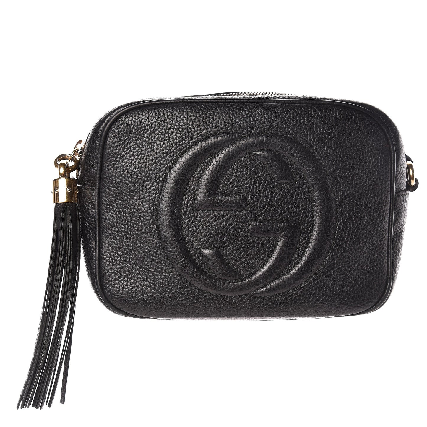 Pebbled Calfskin Small Soho Disco Bag Black