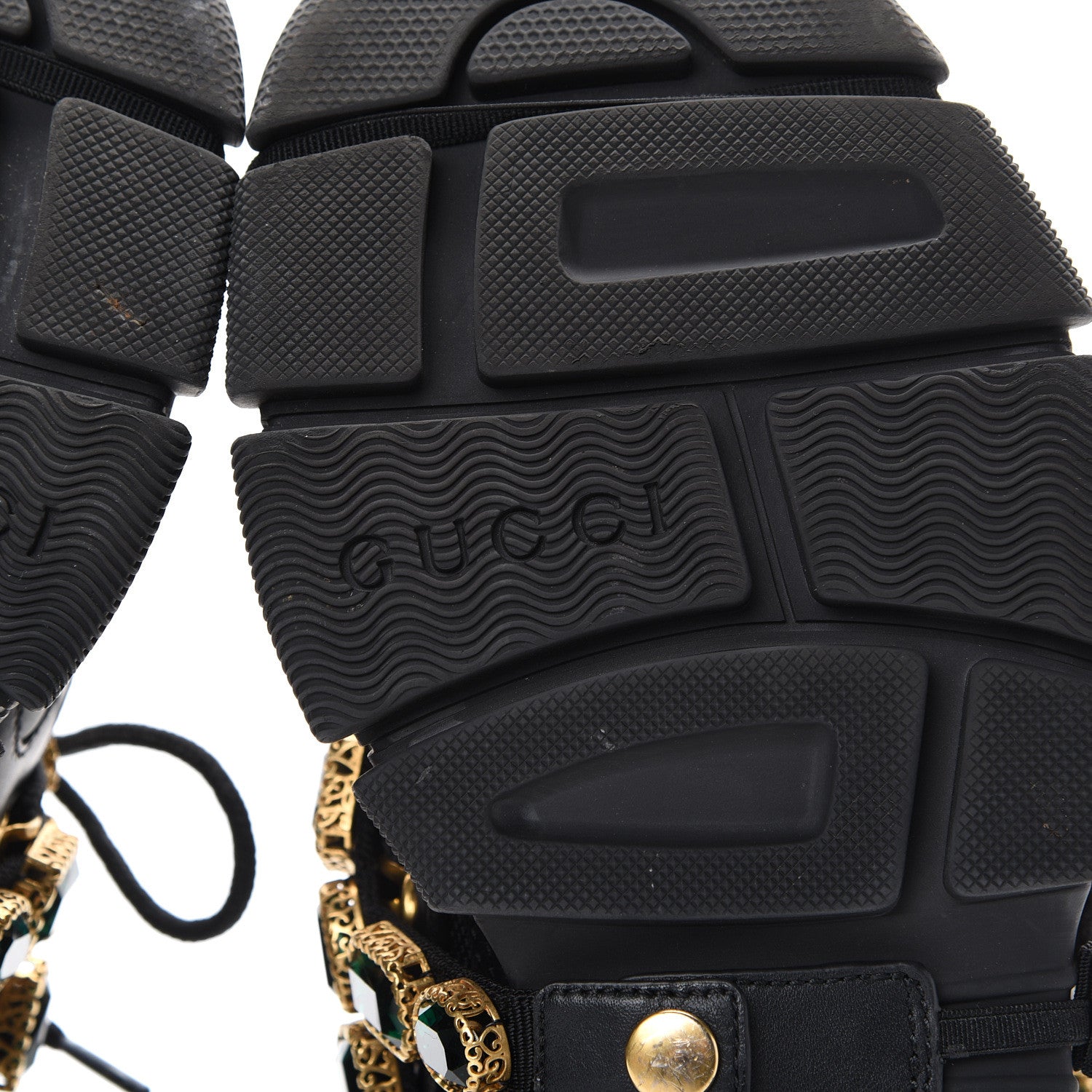 Gucci X SEGA Mesh Suede Calfskin Removable Crystals Womens Flashtrek Sneakers 39 Black Silver 6 of 12