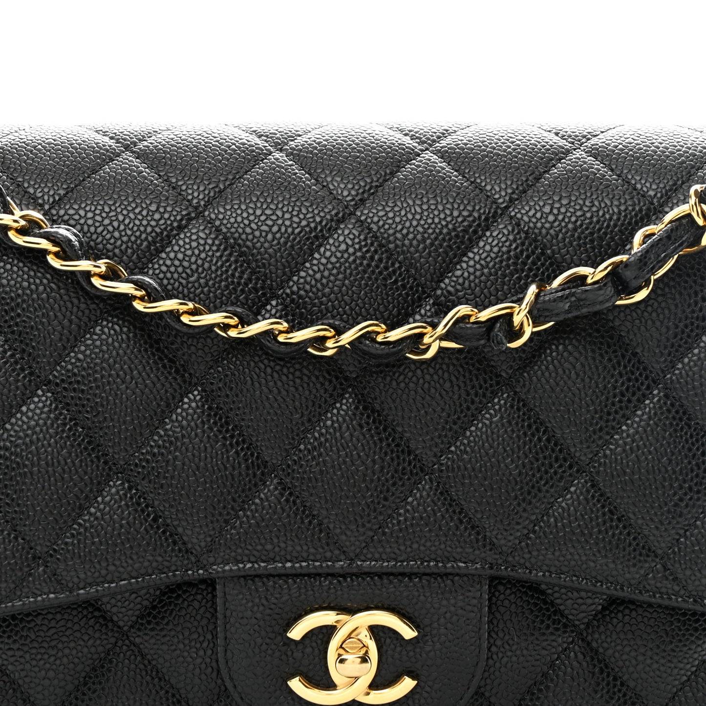 Caviar Quilted Jumbo Double Flap Black