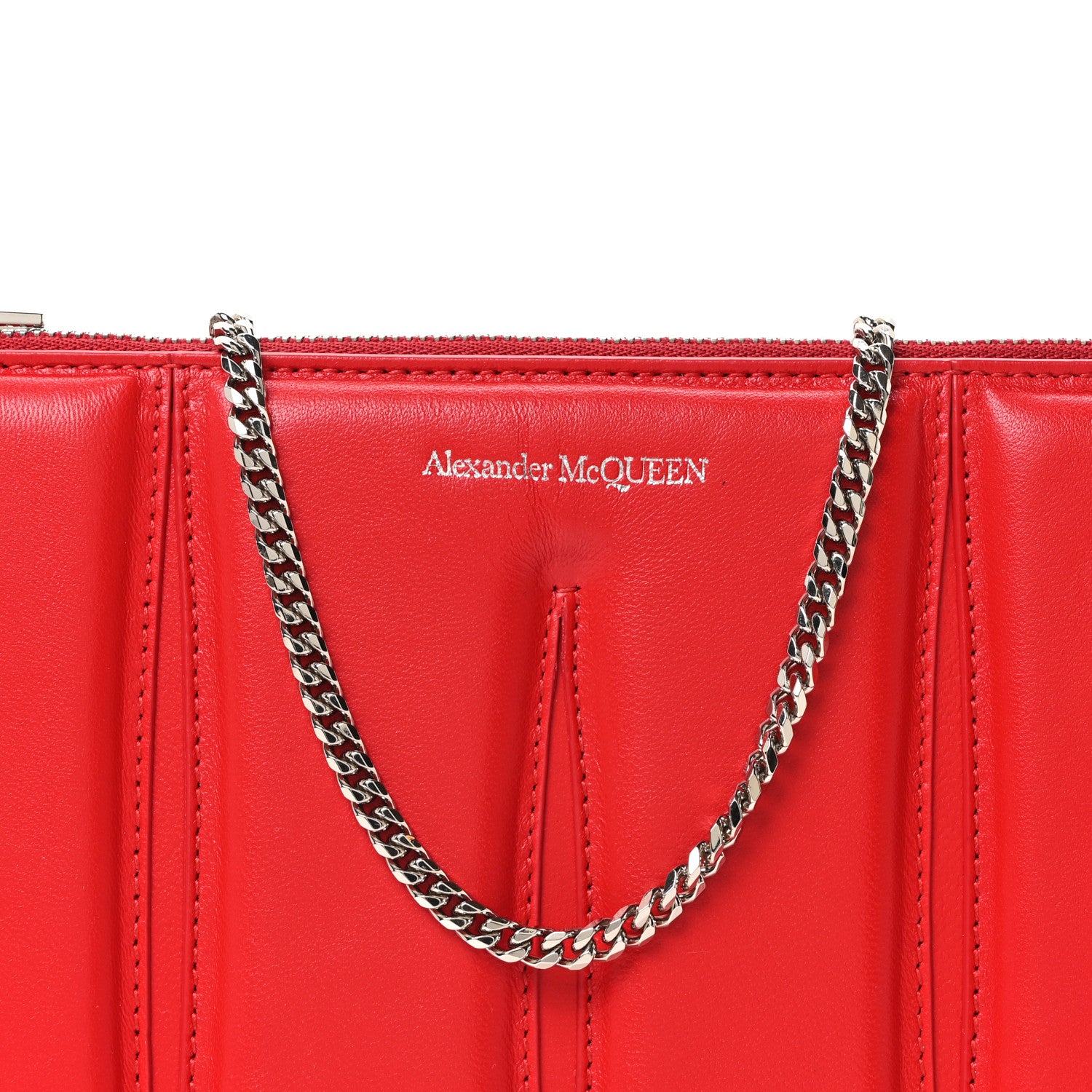 Alexander McQueen Calfskin Slash Pouch Welsh Red 1806622