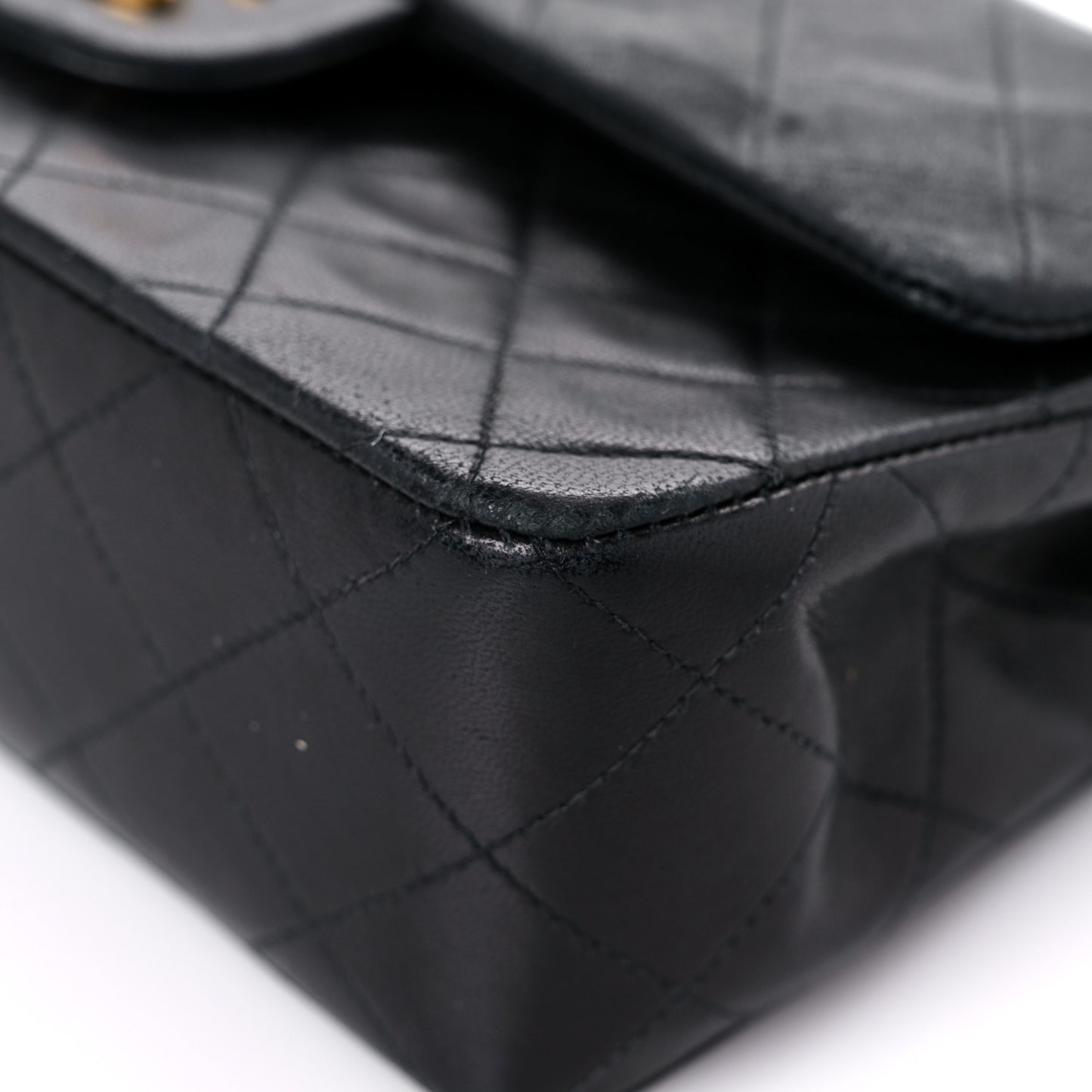 Lambskin Quilted Small Double Flap Black