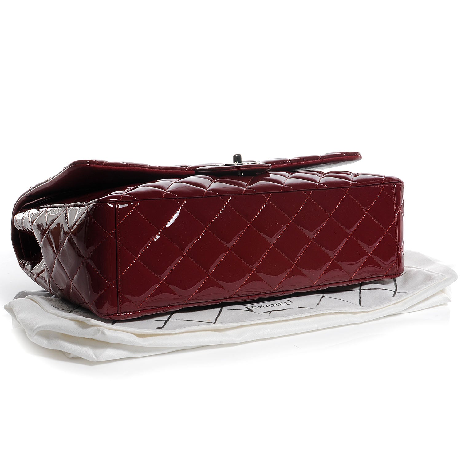 Chanel Patent Maxi Double Flap Dark Red 4 of 7