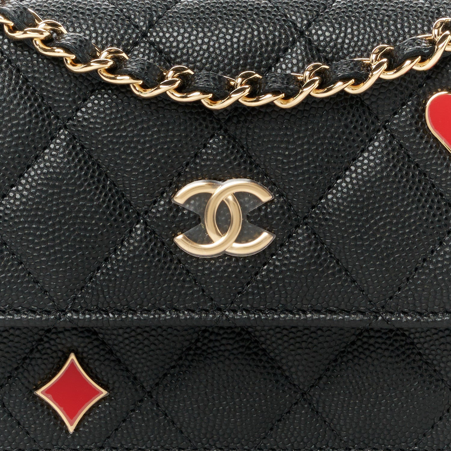 Chanel Caviar Quilted Enamel Coco Casino Flap Phone Holder With Chain Black 9 of 12