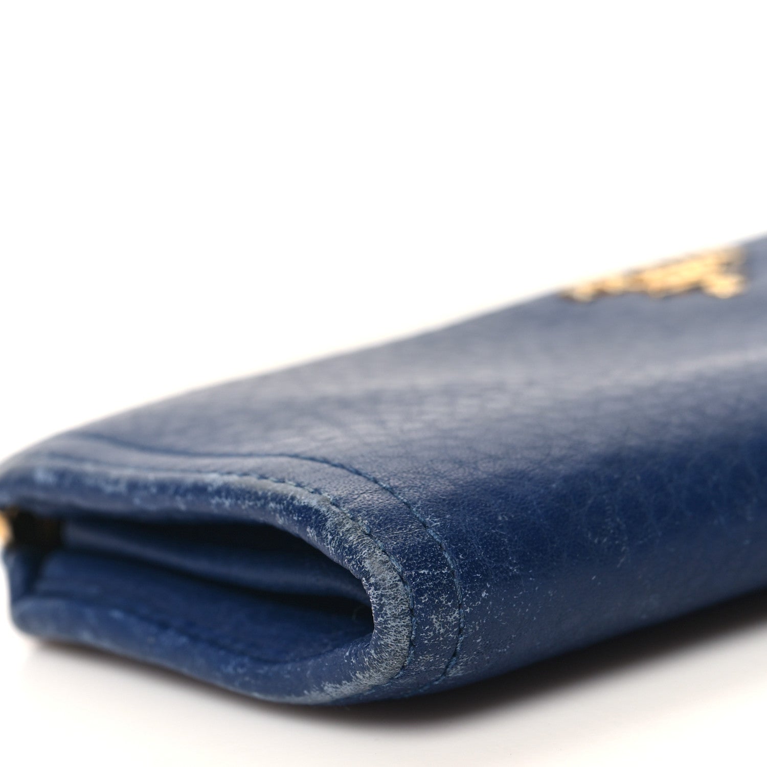 Prada Vitello Daino Zip Around Wallet Navy 7 of 8