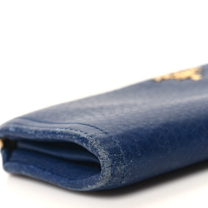Prada Vitello Daino Zip Around Wallet Navy 7 of 8