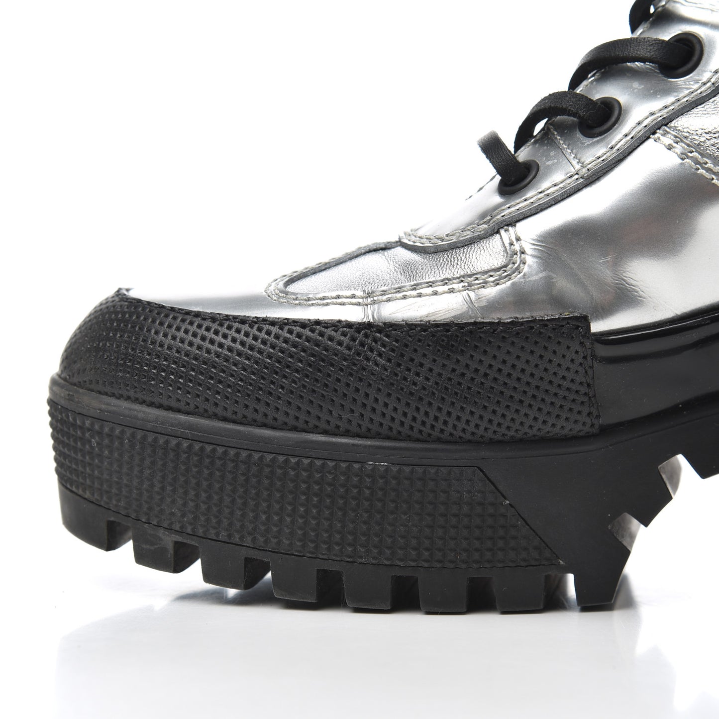 Patent Calfskin Spaceship Laureate Platform Desert Boots 37.5 Silver