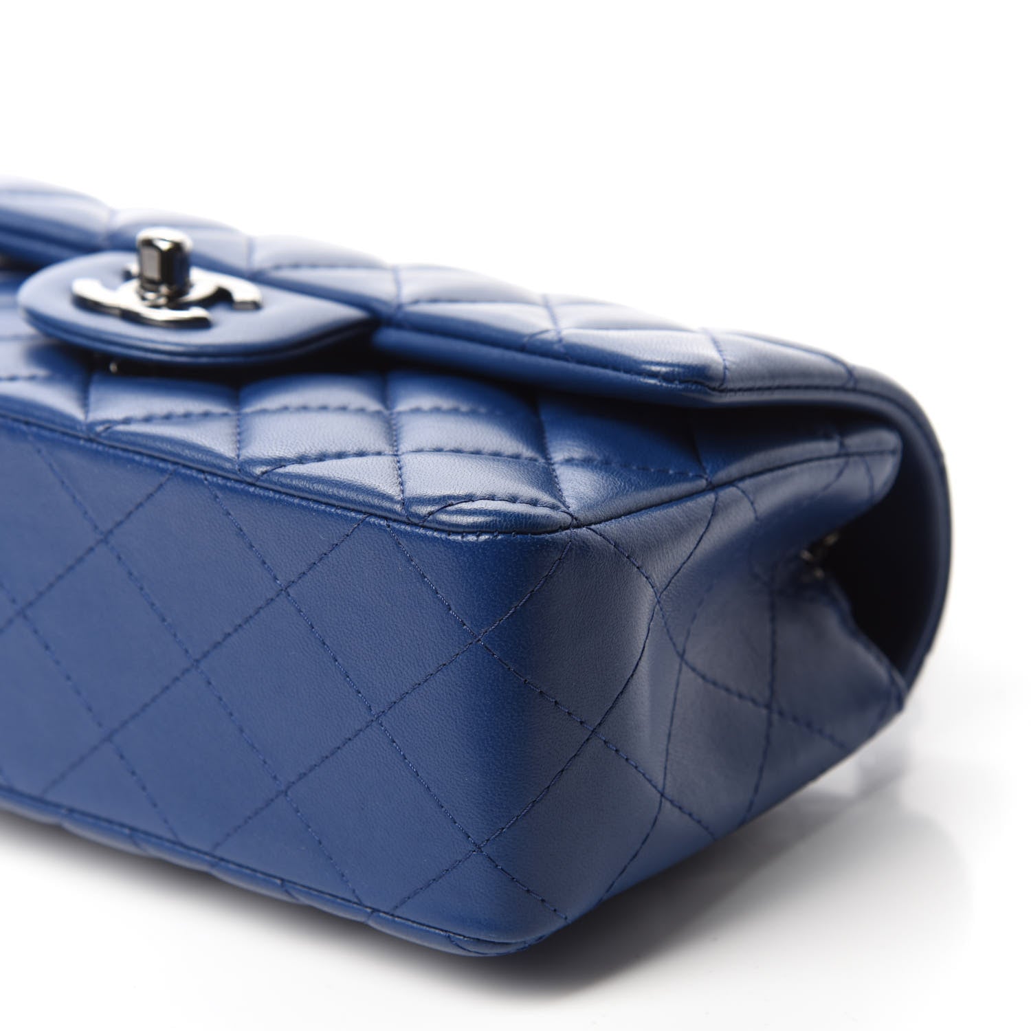 Chanel Lambskin Quilted Mini Rectangular Flap Blue 7 of 12