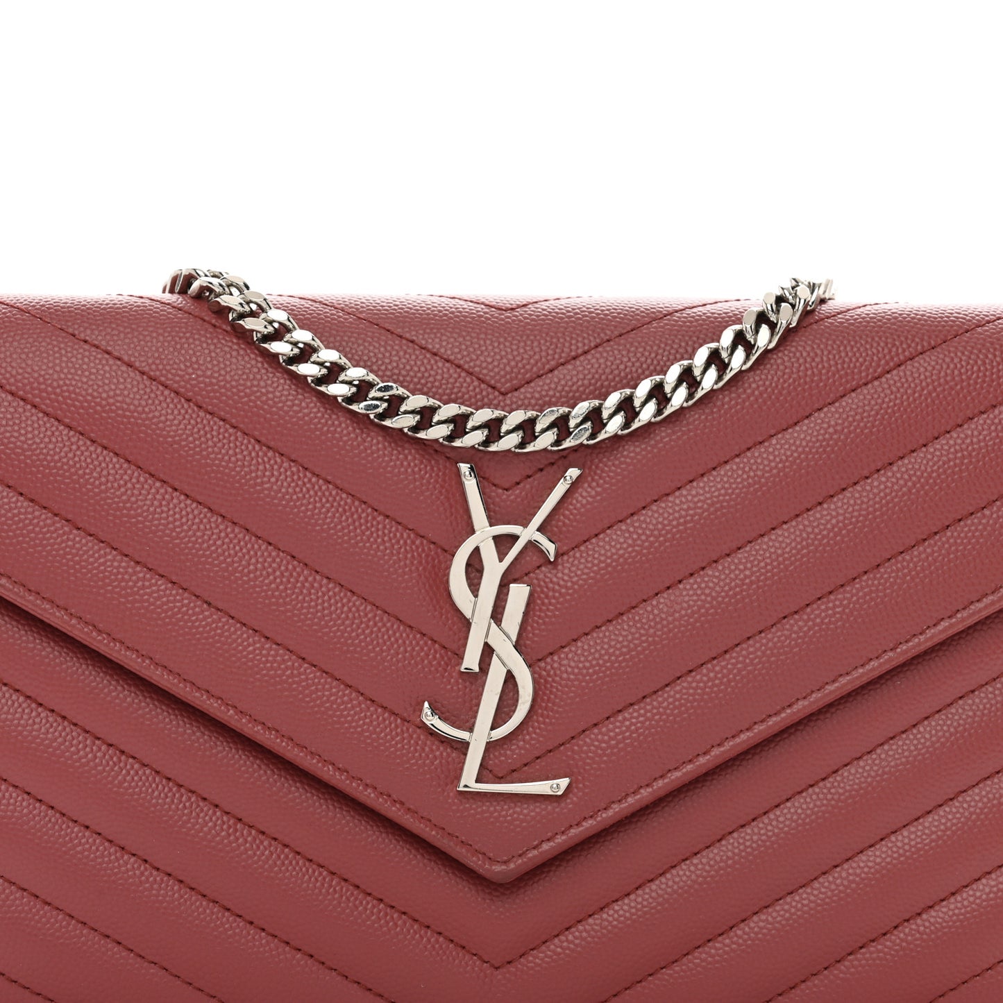 Grain De Poudre Matelasse Chevron Monogram Chain Wallet Blush Fonce