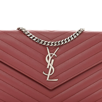 Saint Laurent Grain De Poudre Matelasse Chevron Monogram Chain Wallet Blush Fonce 7 of 9
