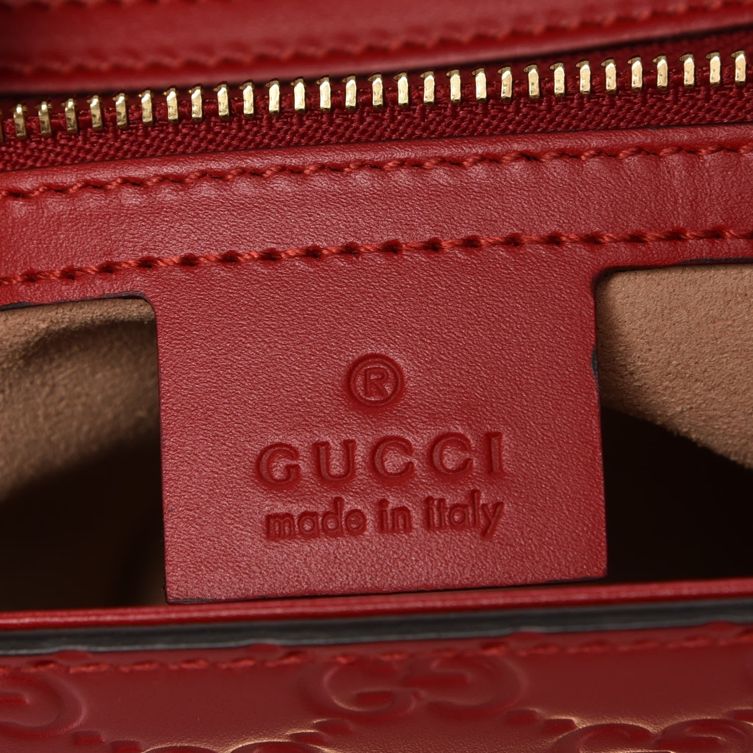 Gucci Guccissima Signature Small Padlock Top Handle Bag Hibiscus Red 7 of 8