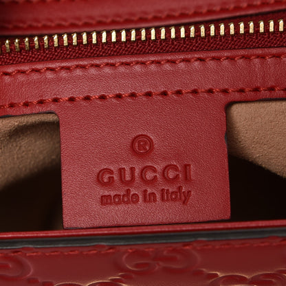 Gucci Guccissima Signature Small Padlock Top Handle Bag Hibiscus Red 7 of 8