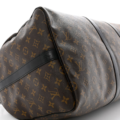 Louis Vuitton Monogram Macassar Keepall Bandouliere 55 9 of 10