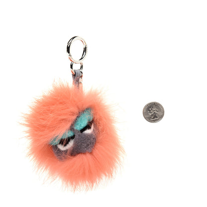 Fendi Fox Mink Rabbit Fur Vitello Dolce Mini Monster Bag Bug Charm Flamingo Multicolor 2 of 5