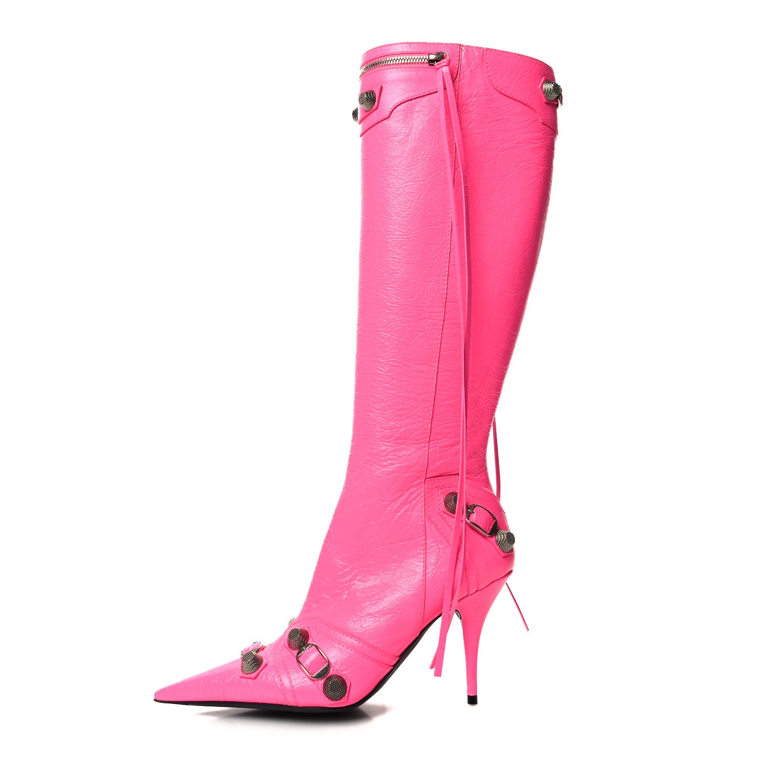 Balenciaga Agneau Arena Cagole 90mm Boots 38 Fluo Pink 1 of 8