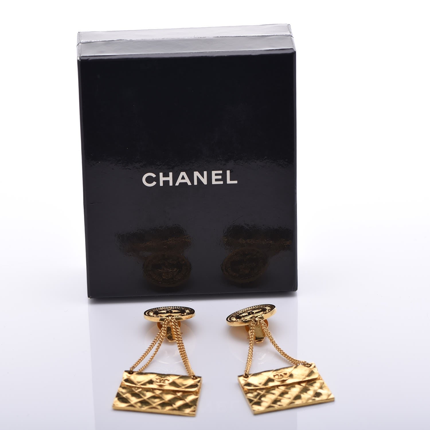 Chanel 2.55 Flap Clip On Earrings Gold 6 of 6