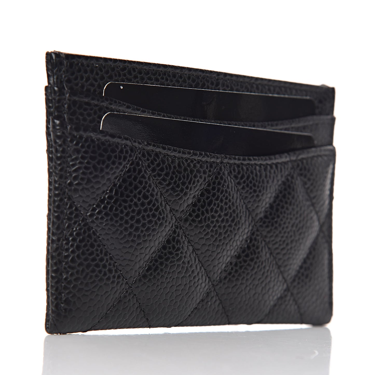 Caviar Quilted Card Holder Black