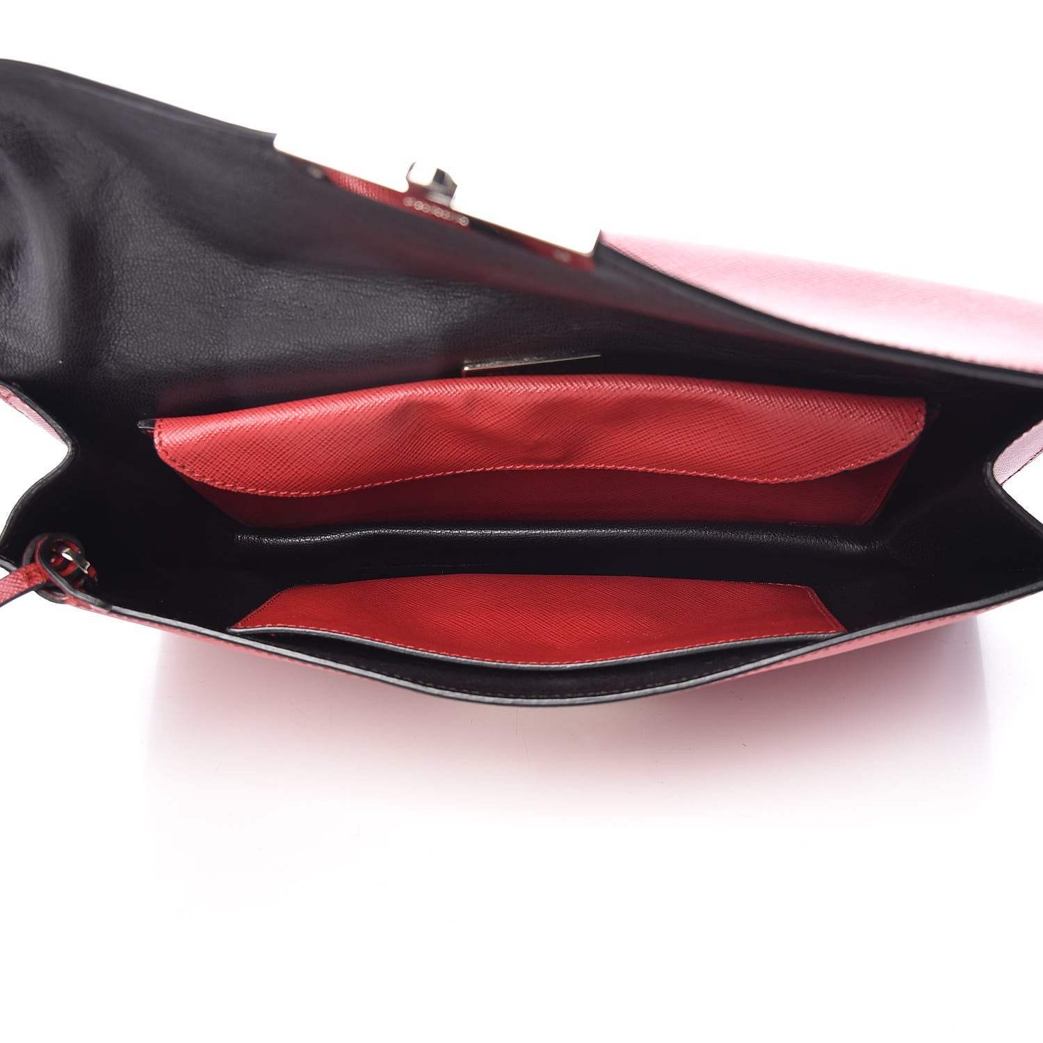Prada Saffiano Lux Sound Clutch Fuoco 5 of 9