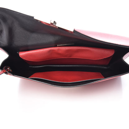 Prada Saffiano Lux Sound Clutch Fuoco 5 of 9