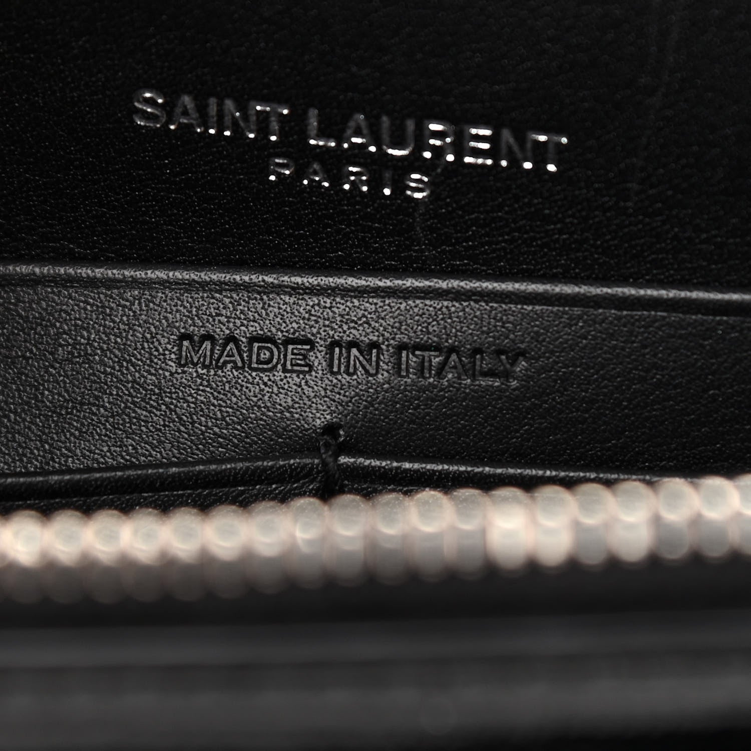 Saint Laurent Calfskin Lizard Embossed Monogram Sunset Chain Wallet Black 6 of 10