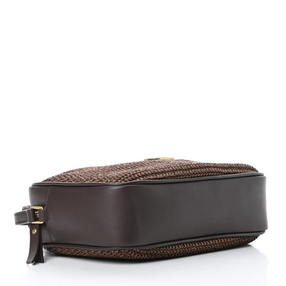 Saint Laurent Raffia Canvas Monogram Lou Camera Bag Dark Chocolate 4 of 10