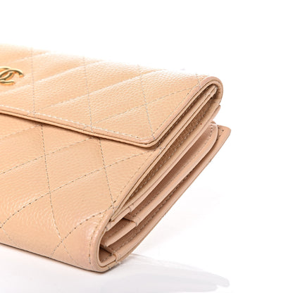 Chanel Caviar Quilted Long Flap Wallet Beige 12 of 14