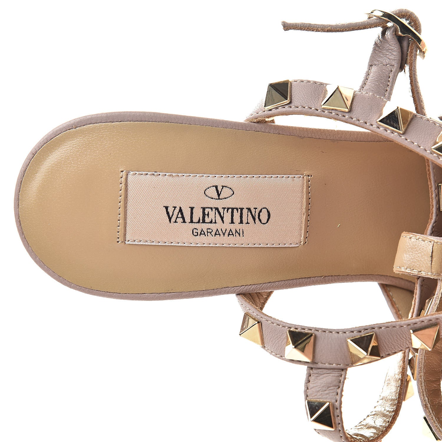 Valentino Garavani Nappa Rockstud Ankle Strap Low Heel Pumps 36.5 Cognac Poudre 6 of 10